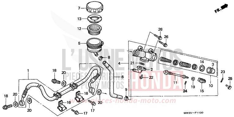 REAR BRAKE MASTER CYLINDER for CB Seven Fifty TASMANIA GREEN ME (G142) from 1998